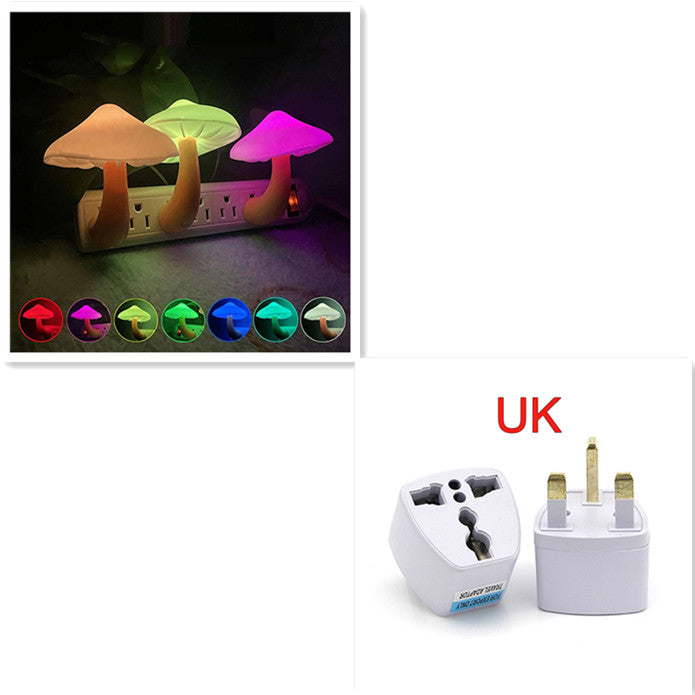 LED Night Light Mushroom Wall Socket Lamp Sensor Bedroom Light