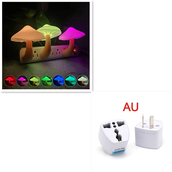 LED Night Light Mushroom Wall Socket Lamp Sensor Bedroom Light