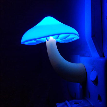 LED Night Light Mushroom Wall Socket Lamp Sensor Bedroom Light