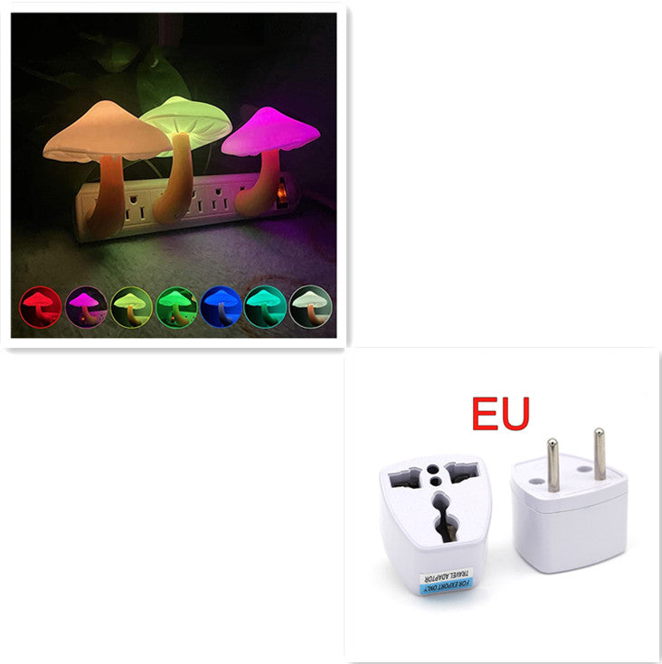 LED Night Light Mushroom Wall Socket Lamp Sensor Bedroom Light